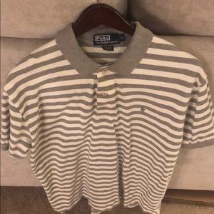 Men’s Large Ralph Lauren Polo in white/gray stripe